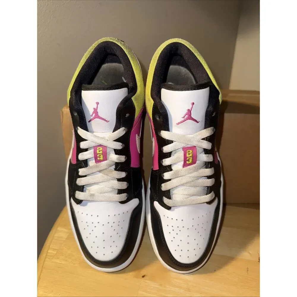 Size 8.5 Jordan 1 Low CW5564-001 Black Active Fuchsia Spray Paint Mens 2020